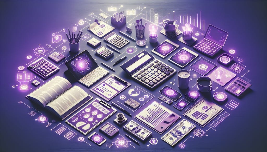 picture of financial tools and documents generated by dall-e ai